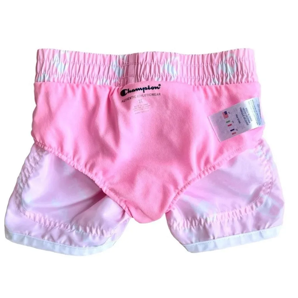 Champion Girls Toddler Kids Pink Lined Lightweight Athletic Logo Shorts. 2. 2T.